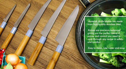 Knife Set Bamboo 5pc