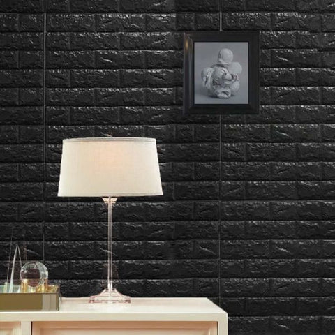 3D Self Adhesive Brick Sticker - Black