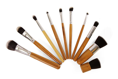 Makeup Brush Set - Wood -10pc