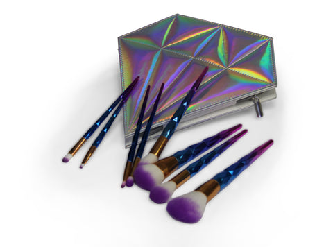 Makeup Brush Set - 8pc - Unicorn Blue/Purple