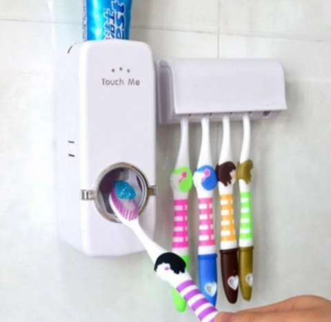 Wall Mounted Toothpaste Squeezer and Toothbrush Holder